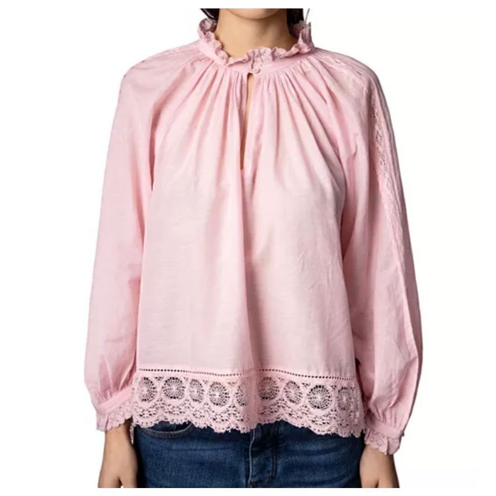 Zadig & Voltaire Theresa Lace Trim Blouse pink size L
